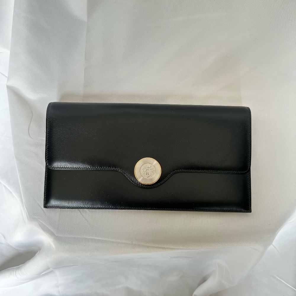 Hermès 1994 Logo Plate Envelope Clutch